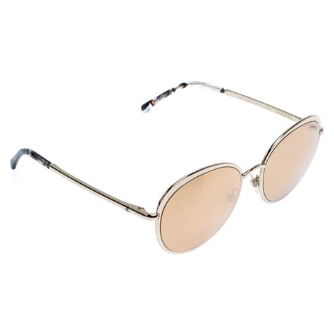 chanel 4206 sunglasses gold|Round Sunglasses .